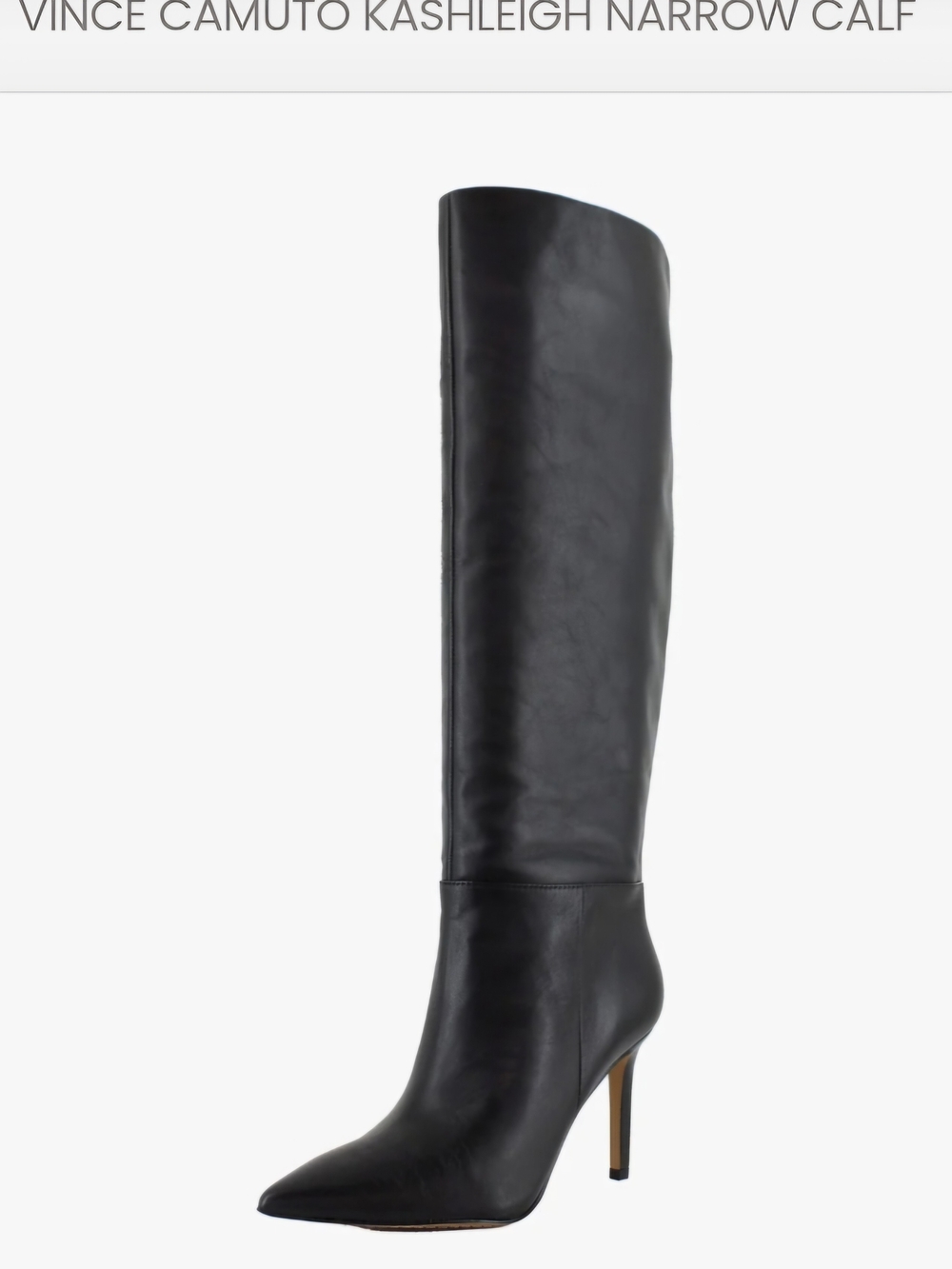 Vince Camuto Black Knee-High Pointed-Toe Stiletto Boots - Picture 9 of 11